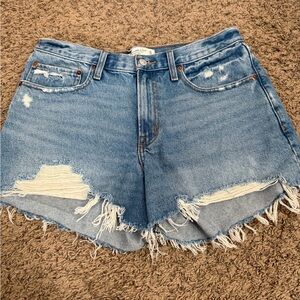 Abercrombie & Fitch Light Blue Frayed Jean Shorts
